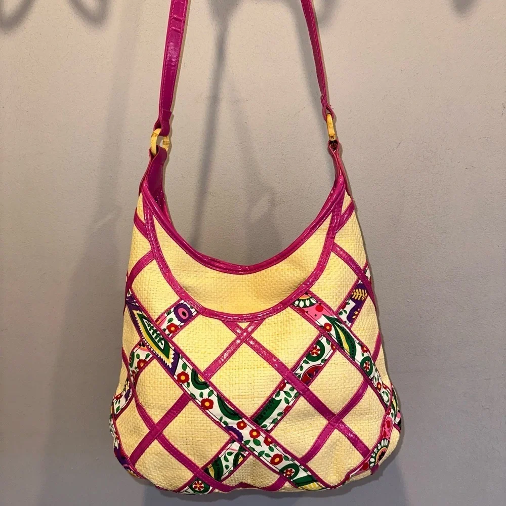 Vera Bradley Viva La Vera Straw Hobo Bag and Wristlet